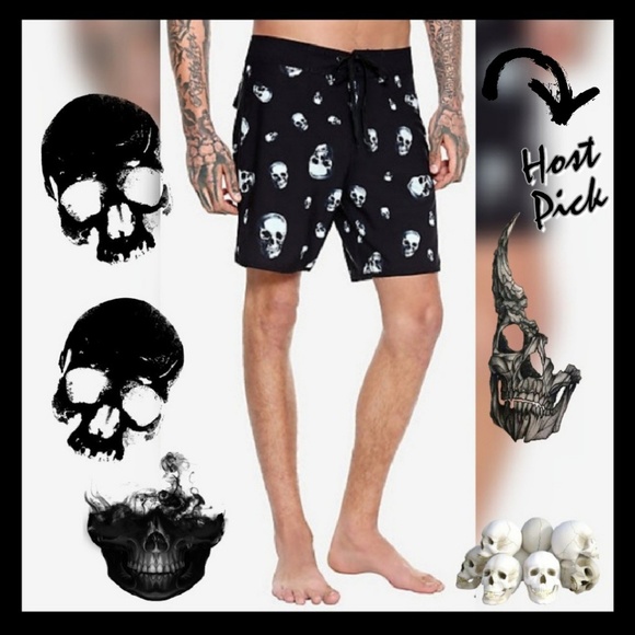 skull swim trunks